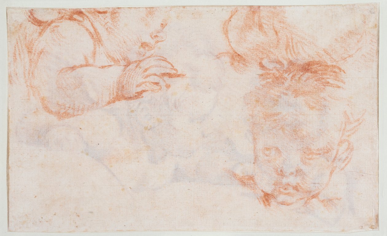Tři chlapecké hlavy. Studie k výjevu na dveřích v Amalienborgu od François Boucher