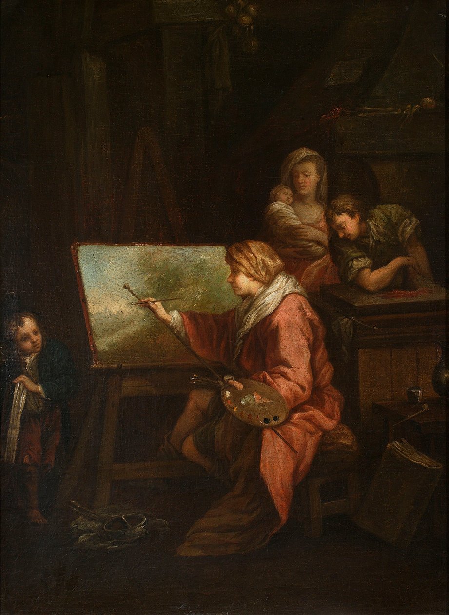 V ateliéru malíře („Krajinář“ nebo „Malíř u svého malířského stojanu“) od François Boucher