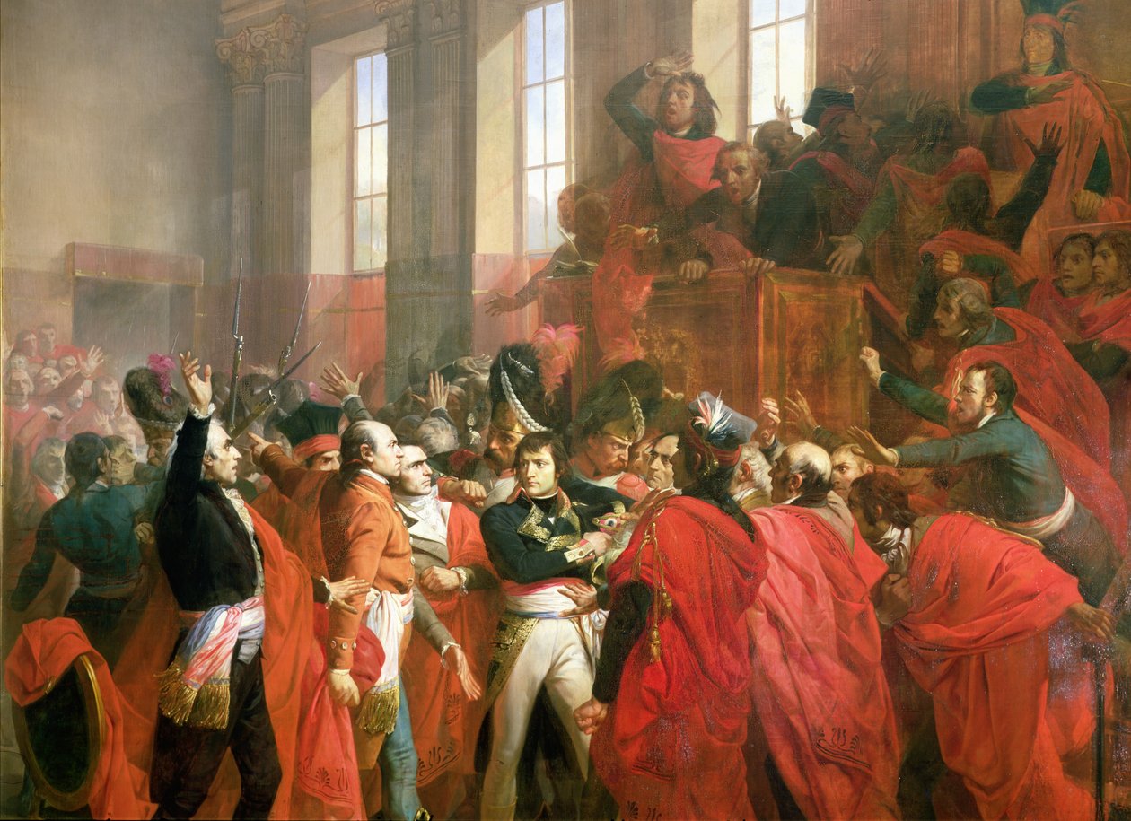Bonaparte a Rada pěti set v St. Cloud, 10. listopadu 1799, 1840 (detail 50509) od Francois Bouchot