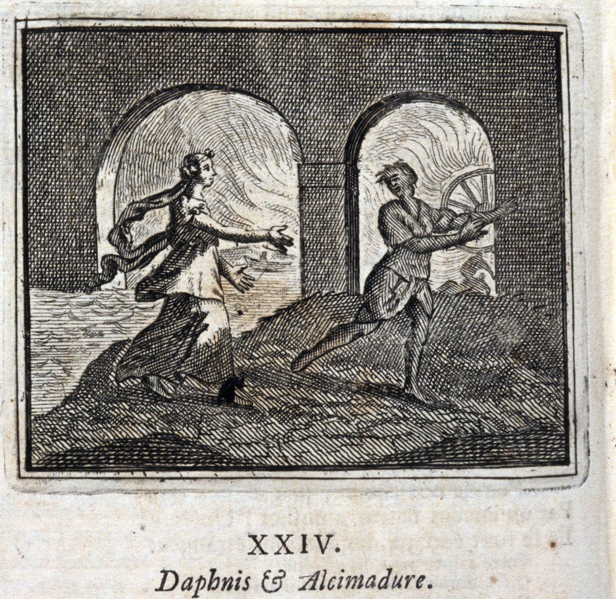Dafnis a Alcimadura. Bajky Jean de La Fontaine (1621-95). Ilustrace François Chauveau (1613-1676). Vydání z roku 1728. od Francois Chauveau