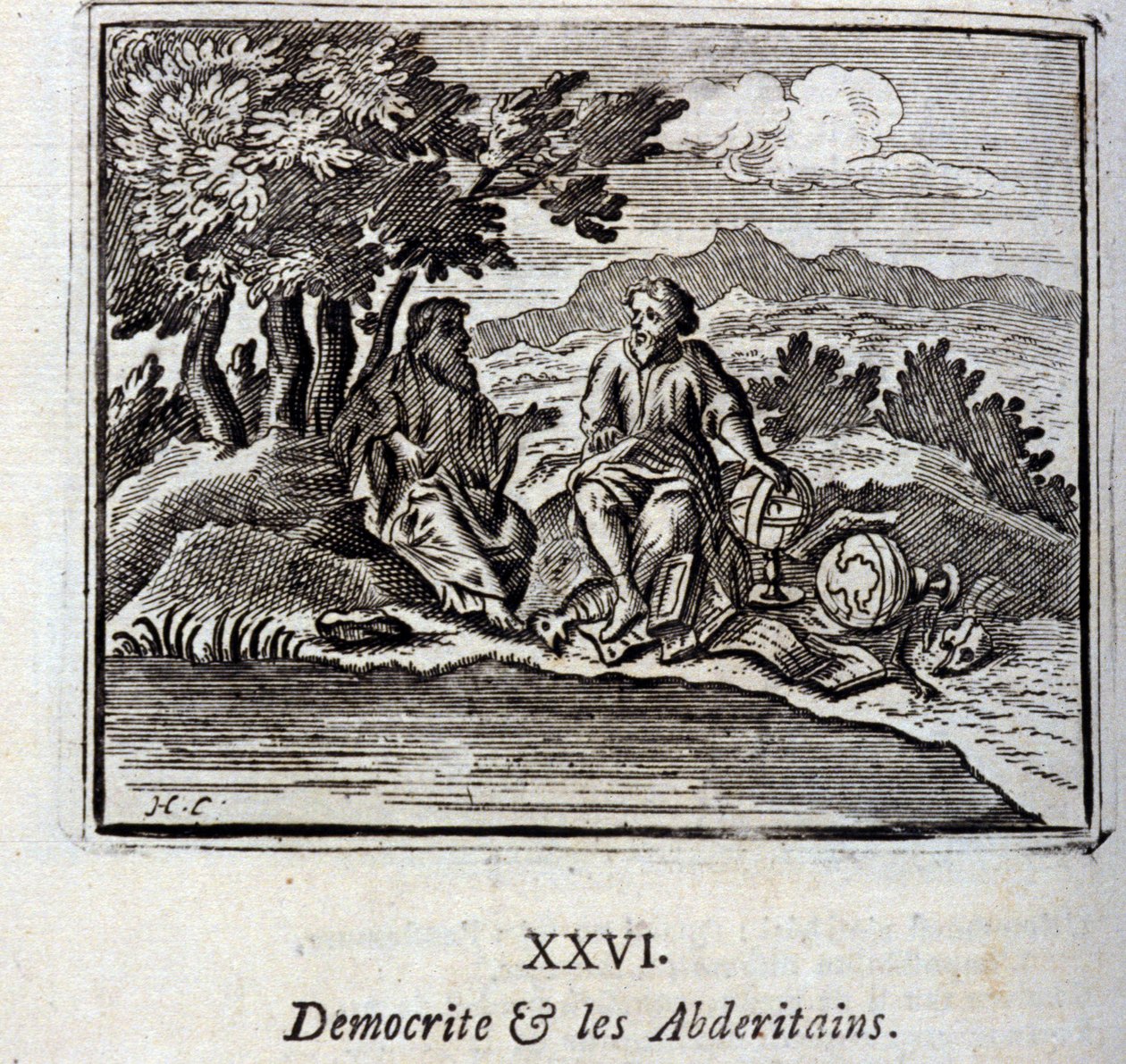 Democrite a Abderitans. Bajky Jean de La Fontaine (1621-95). Ilustrace François Chauveau (1613-1676). Vydání z roku 1728. od Francois Chauveau