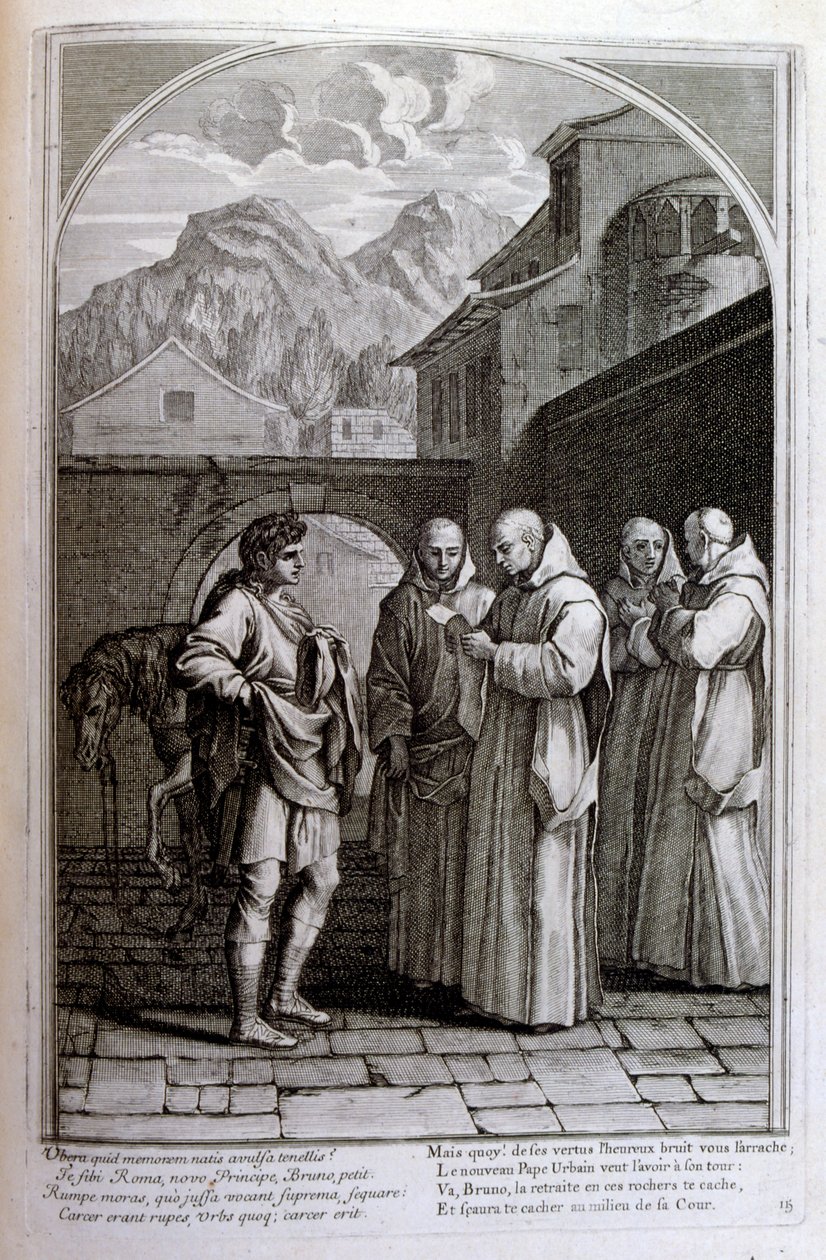 Rytina Francoise Chauveaua 1680 „Život svatého Bruna“, zakladatel řádu Chartreux od Francois Chauveau