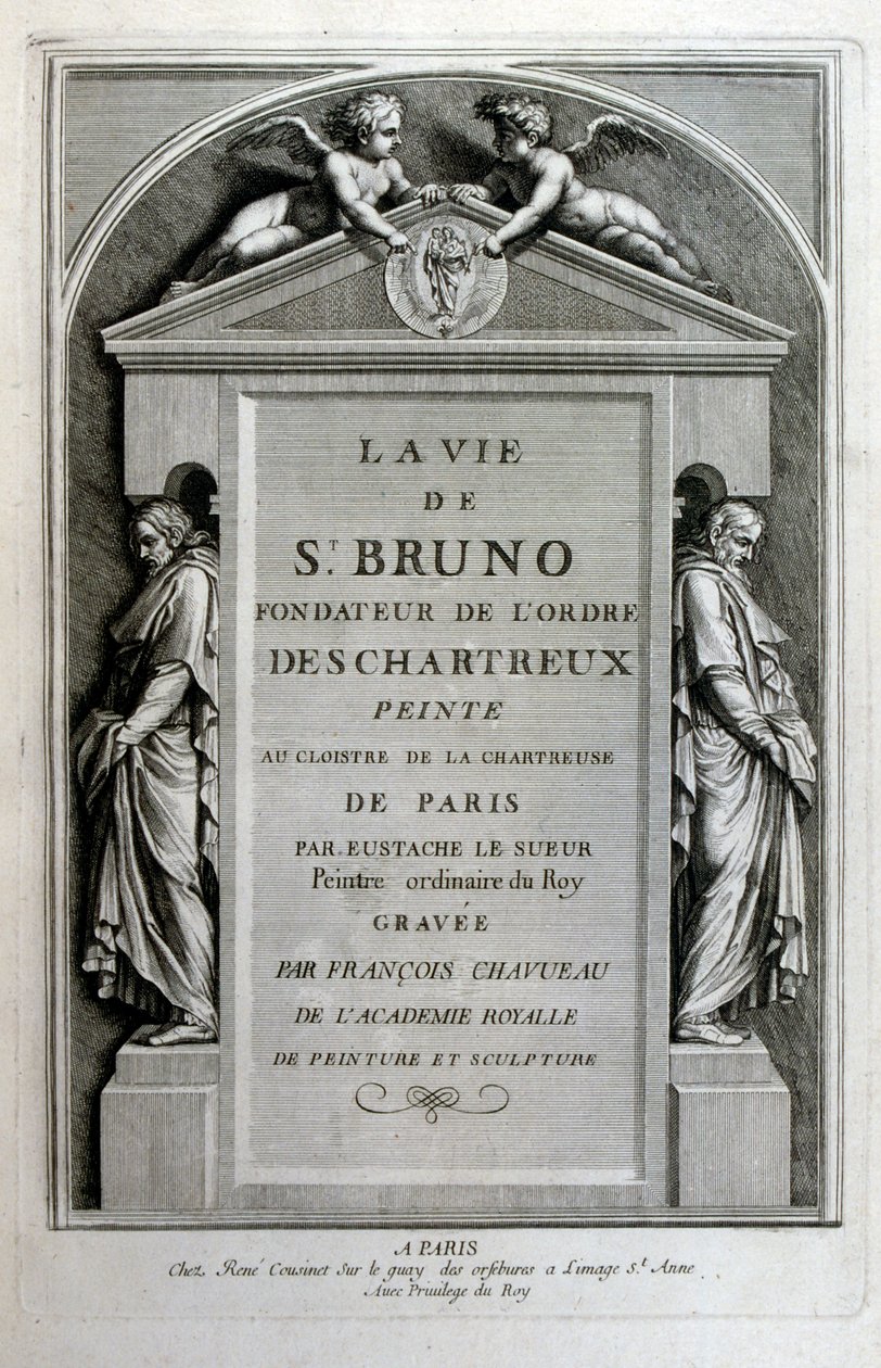 Rytina Francoise Chauveaua 1680 „Život svatého Bruna“, zakladatel řádu Chartreux od Francois Chauveau