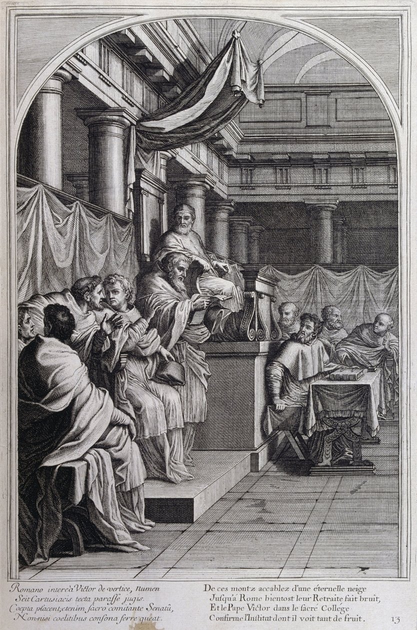 Ilustrace ze „Života sv. Bruna, zakladatele řádu Chartreux“ Paříž 1660. podle obrazů Eustache Le Sueur a rytiny Fran Sois Chauveau ©UIG/Leemage od Francois Chauveau