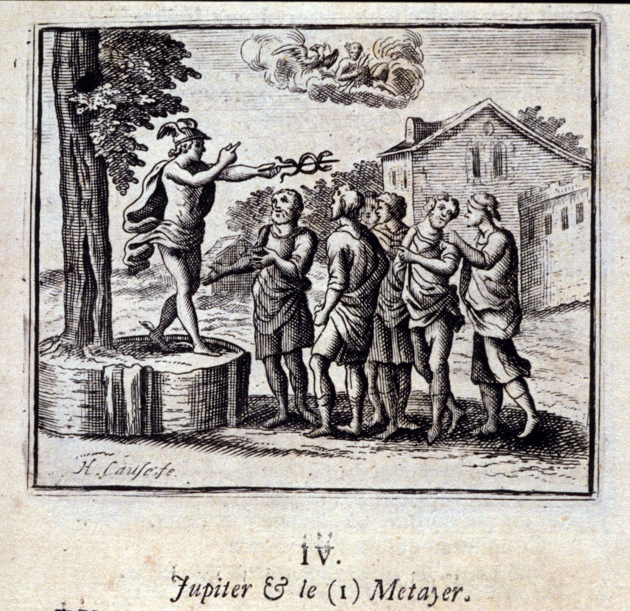 Jupiter a Metayer. Bajky Jean de La Fontaine (1621-95). Ilustrace François Chauveau (1613-1676). Vydání z roku 1728. od Francois Chauveau