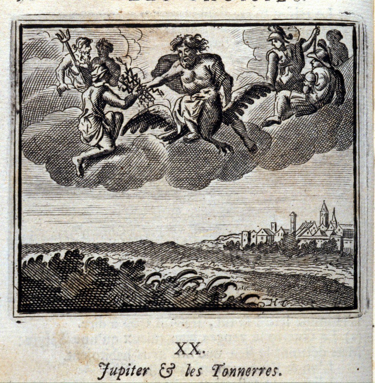 Jupiter a Thunnerové. Bajky Jean de La Fontaine (1621-95). Ilustrace François Chauveau (1613-1676). Vydání z roku 1728. od Francois Chauveau
