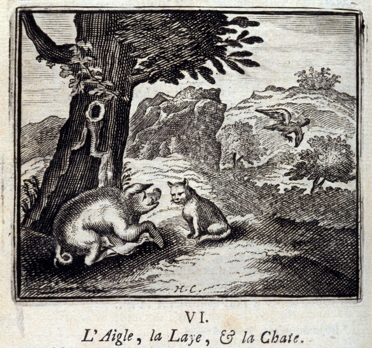Orel Laie a bajky o kočce od Jean de La Fontaine (1621-95). Ilustrace Francois Chauveau (1613-1676). Vydání z roku 1728. od Francois Chauveau