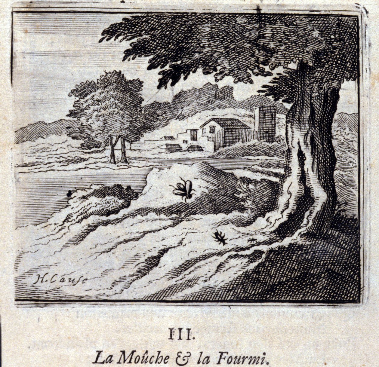 Bajky o moucha a mravence od Jeana de La Fontaina (1621-95). Ilustrace Francois Chauveau (1613-1676). Vydání z roku 1728. od Francois Chauveau