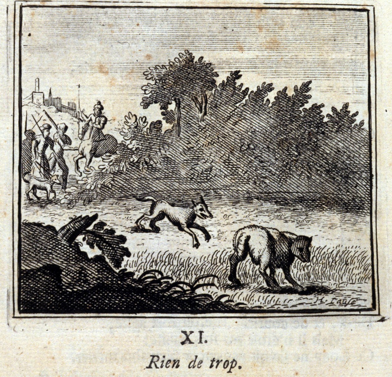Nic moc. Bajky Jean de La Fontaine (1621-95). Ilustrace François Chauveau (1613-1676). Vydání z roku 1728. od Francois Chauveau