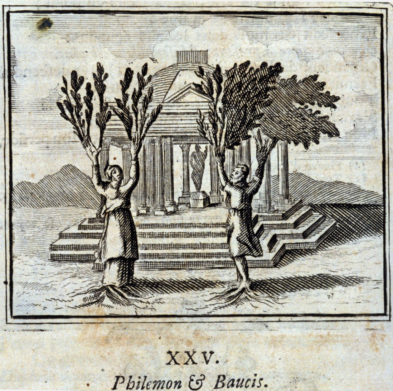 Filemon a Baucis. Bajky Jean de La Fontaine (1621-95). Ilustrace François Chauveau (1613-1676). Vydání z roku 1728. od Francois Chauveau