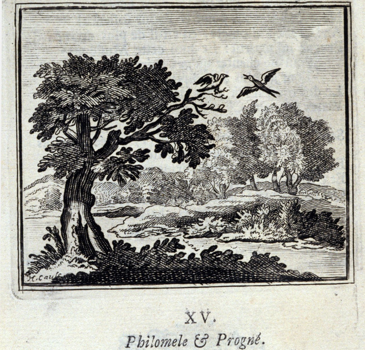 Philomele a Progne. Bajky Jean de La Fontaine (1621-95). Ilustrace François Chauveau (1613-1676). Vydání z roku 1728. od Francois Chauveau