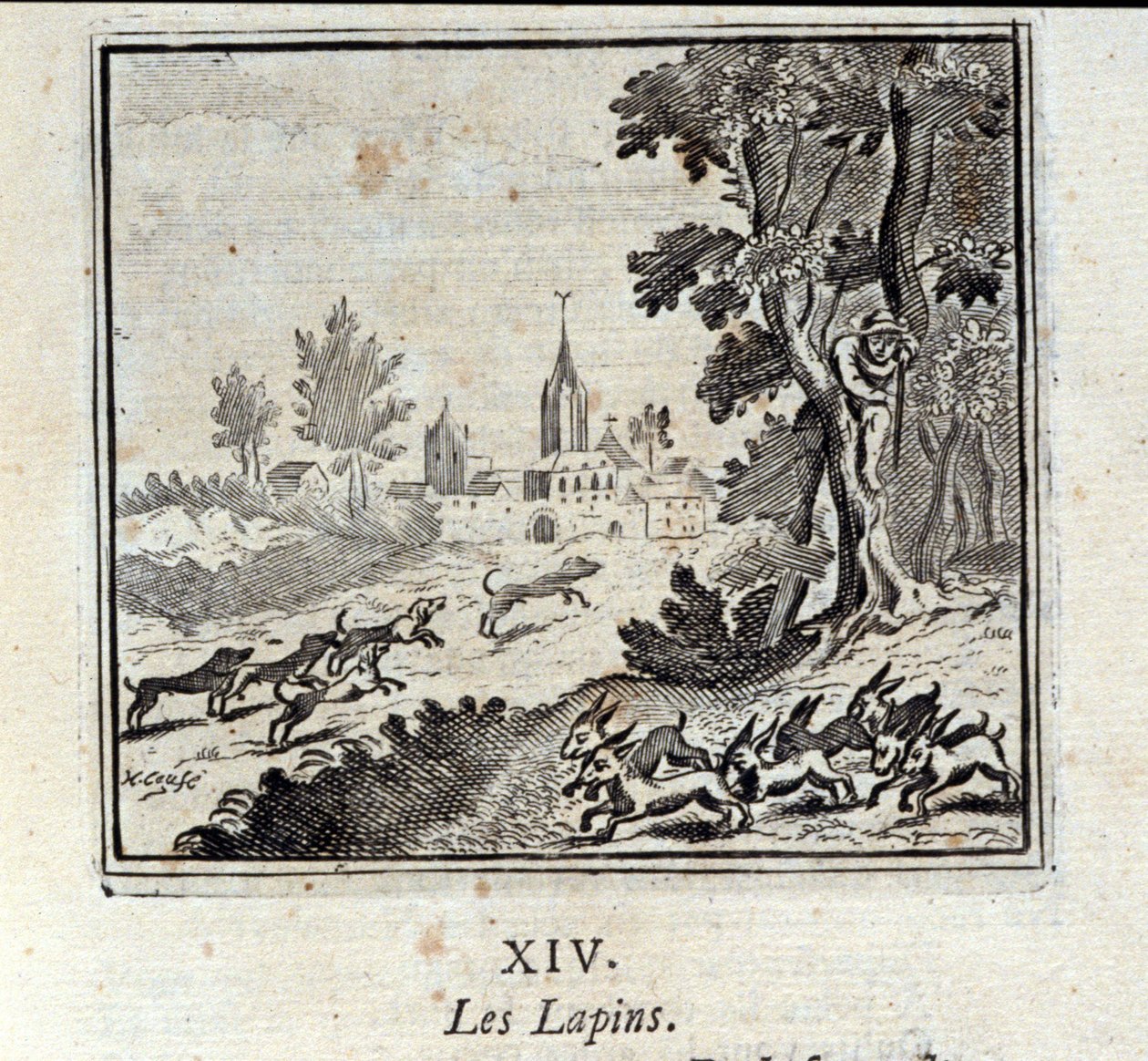 králíci. Bajky Jean de La Fontaine (1621-95). Ilustrace François Chauveau (1613-1676). Vydání z roku 1728. od Francois Chauveau