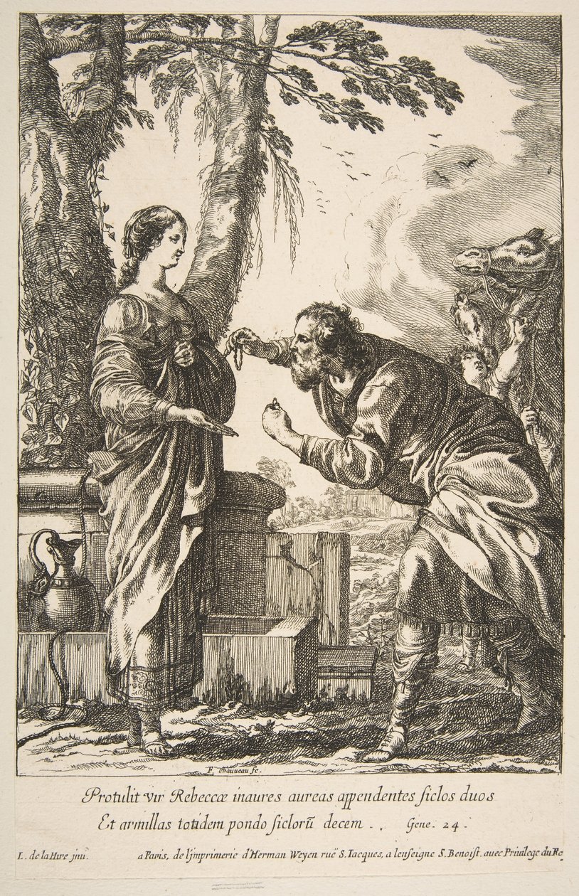 Rebecca a Eliezer. od Francois Chauveau