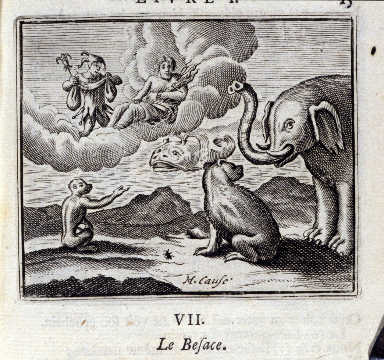 Taška. Bajky Jean de La Fontaine (1621-95). Ilustrace François Chauveau (1613-1676). Vydání z roku 1728. od Francois Chauveau