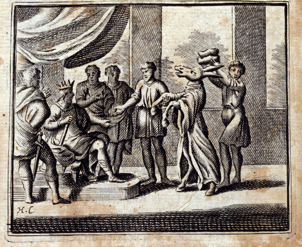 Šarlatán. Bajky Jean de La Fontaine (1621-95). Ilustrace François Chauveau (1613-1676). Vydání z roku 1728. od Francois Chauveau
