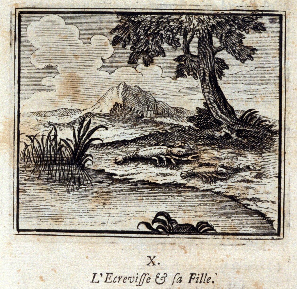 Crevisse a jeho dcera. Bajky Jean de La Fontaine (1621-95). Ilustrace François Chauveau (1613-1676). Vydání z roku 1728. od Francois Chauveau