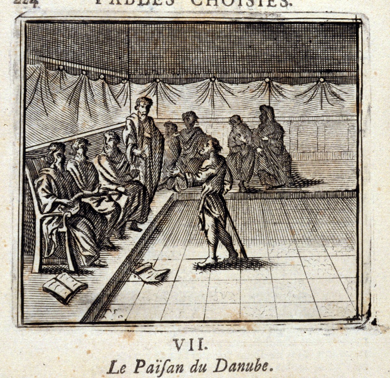 Dunajský rolník. Bajky Jean de La Fontaine (1621-95). Ilustrace François Chauveau (1613-1676). Vydání z roku 1728. od Francois Chauveau