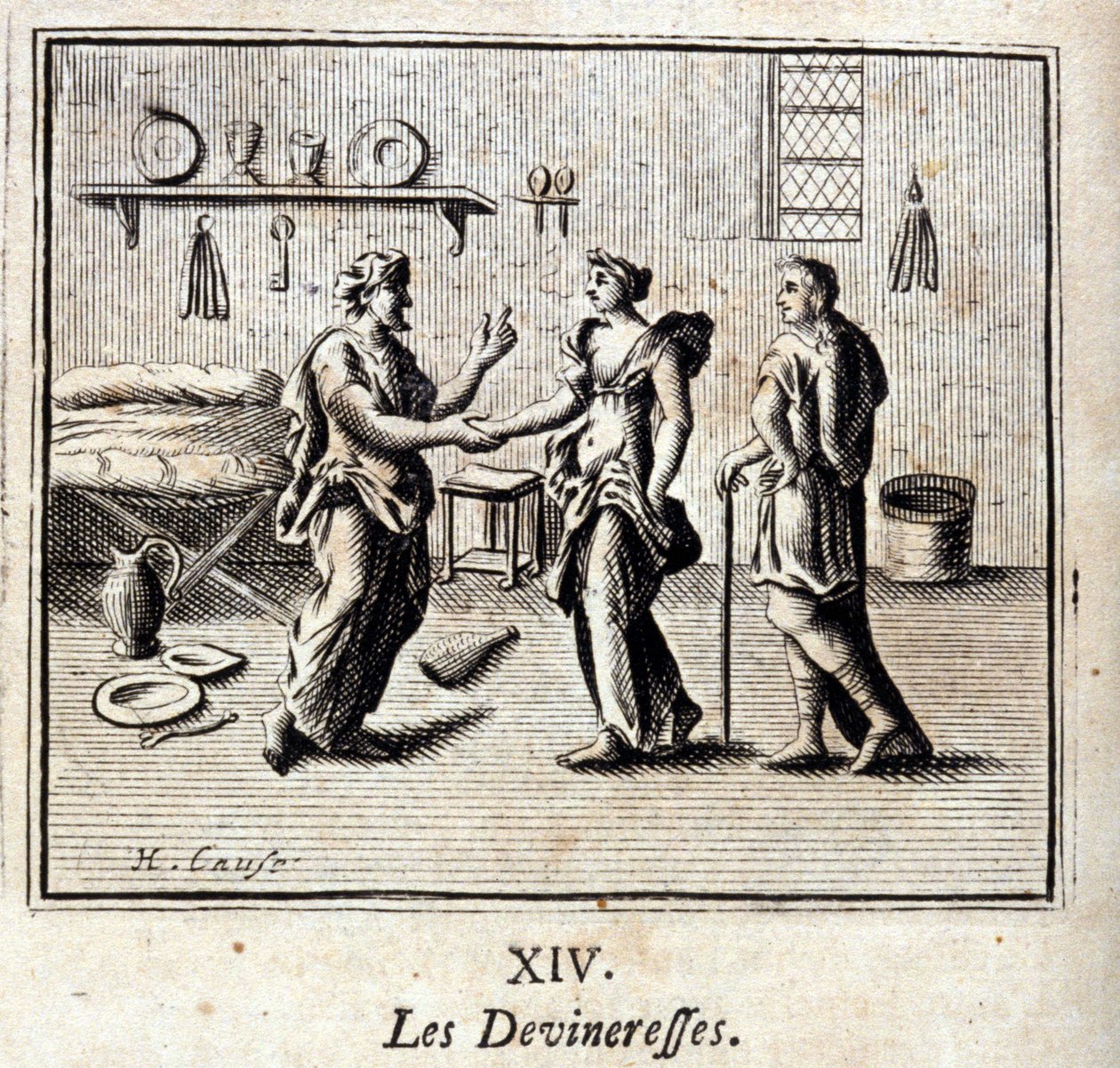 Devineresses. Bajky Jean de La Fontaine (1621-95). Ilustrace François Chauveau (1613-1676). Vydání z roku 1728. od Francois Chauveau