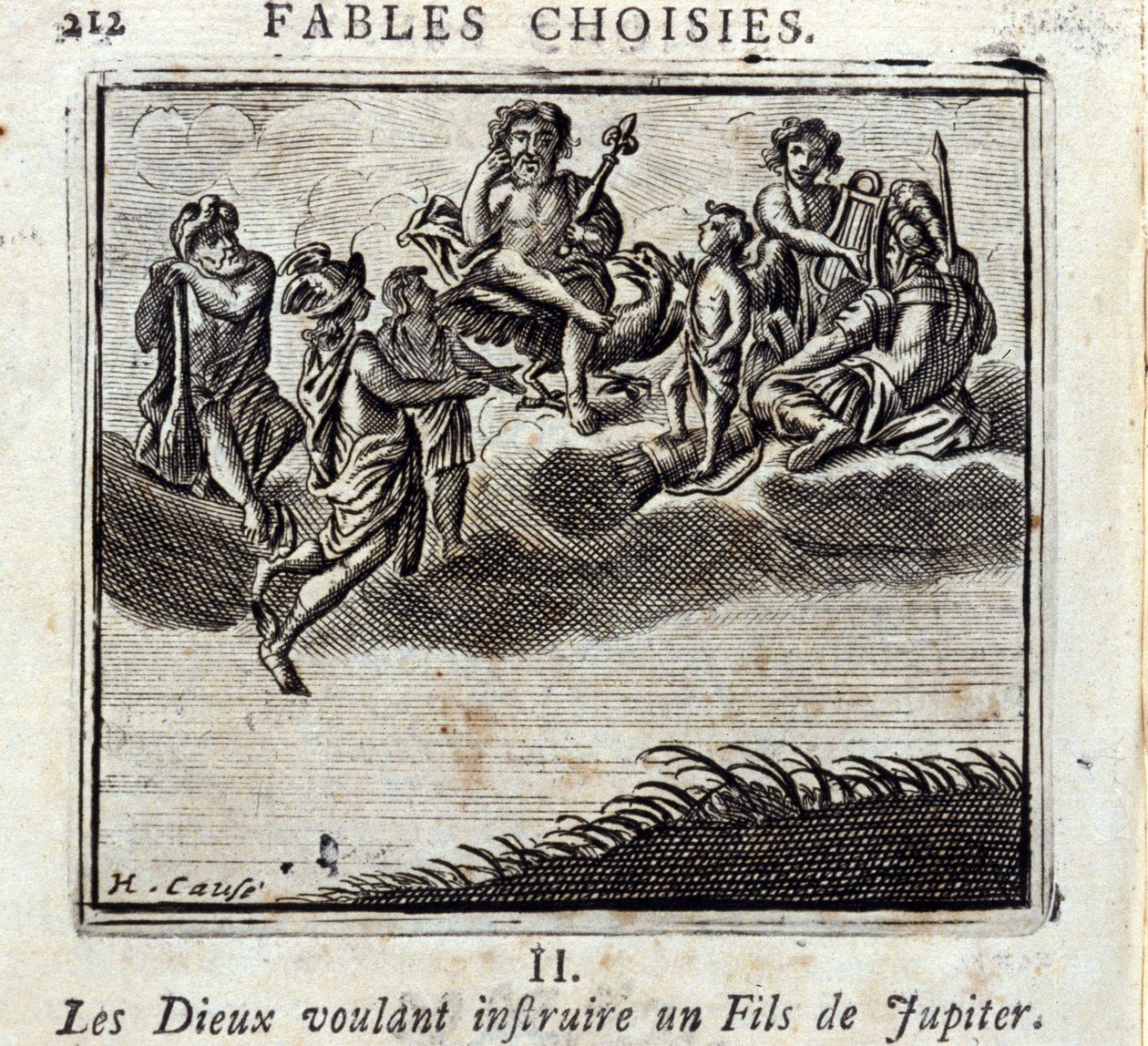 Bohové chtějí učit syna Jupitera. Bajky Jean de La Fontaine (1621-95). Ilustrace François Chauveau (1613-1676). Vydání z roku 1728. od Francois Chauveau