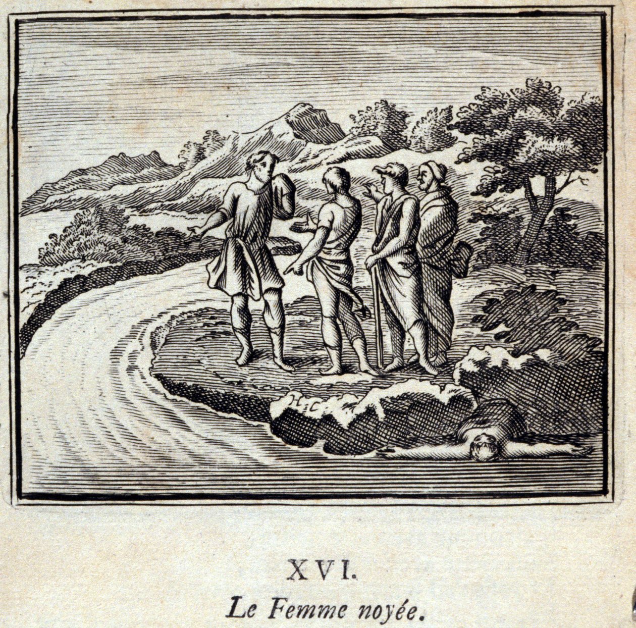 Žena Noyee. Bajky Jean de La Fontaine (1621-95). Ilustrace François Chauveau (1613-1676). Vydání z roku 1728. od Francois Chauveau
