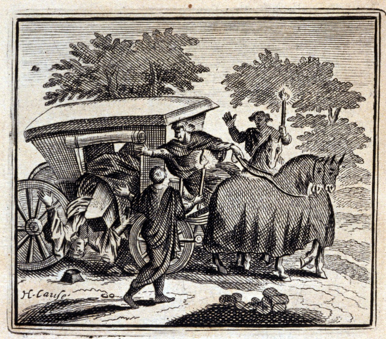 Léčba a smrt. Bajky Jeana de La Fontaine (1621-95). Ilustrace François Chauveau (1613-1676). Vydání z roku 1728. od Francois Chauveau