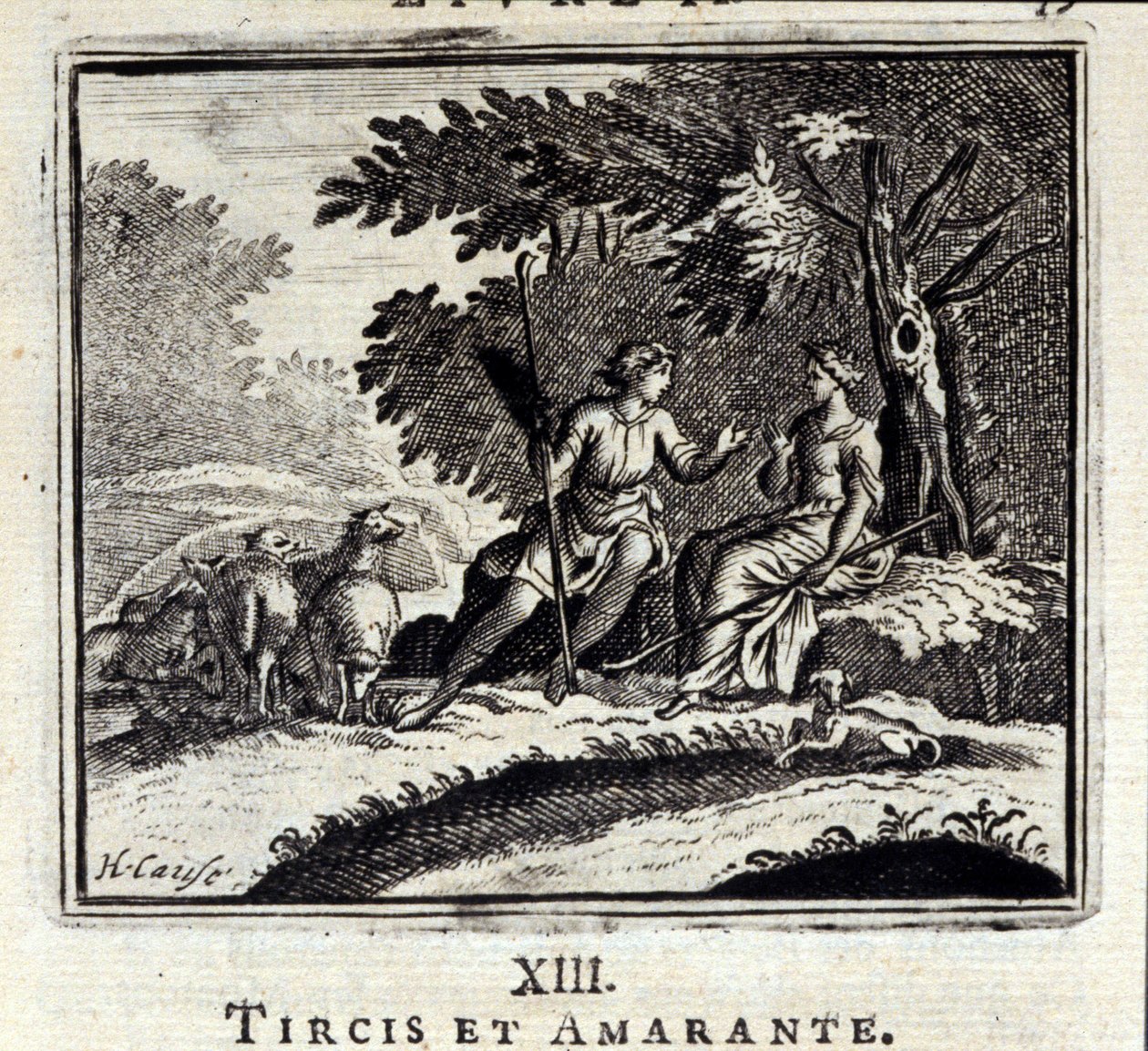 Tircis a Amarant. Bajky Jean de La Fontaine (1621-95). Ilustrace François Chauveau (1613-1676). Vydání z roku 1728. od Francois Chauveau