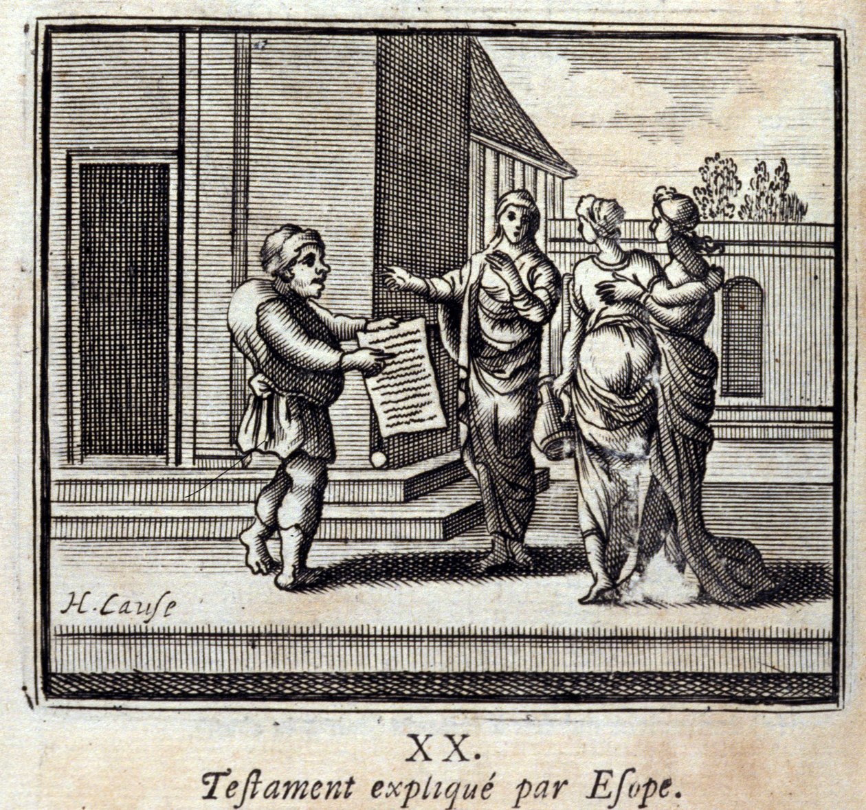 Will vysvětlil Ezop. Bajky Jean de La Fontaine (1621-95). Ilustrace Francois Chauveau (1613-1676). Vydání z roku 1728. od Francois Chauveau