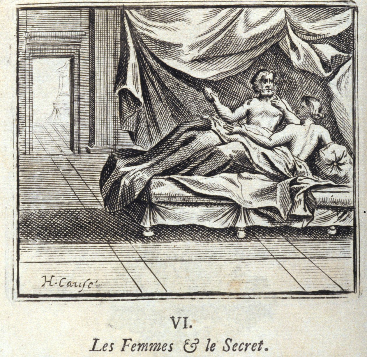 Ženy a tajemství. Bajky Jean de La Fontaine (1621-95). Ilustrace Francois Chauveau (1613-1676). Vydání z roku 1728. od Francois Chauveau