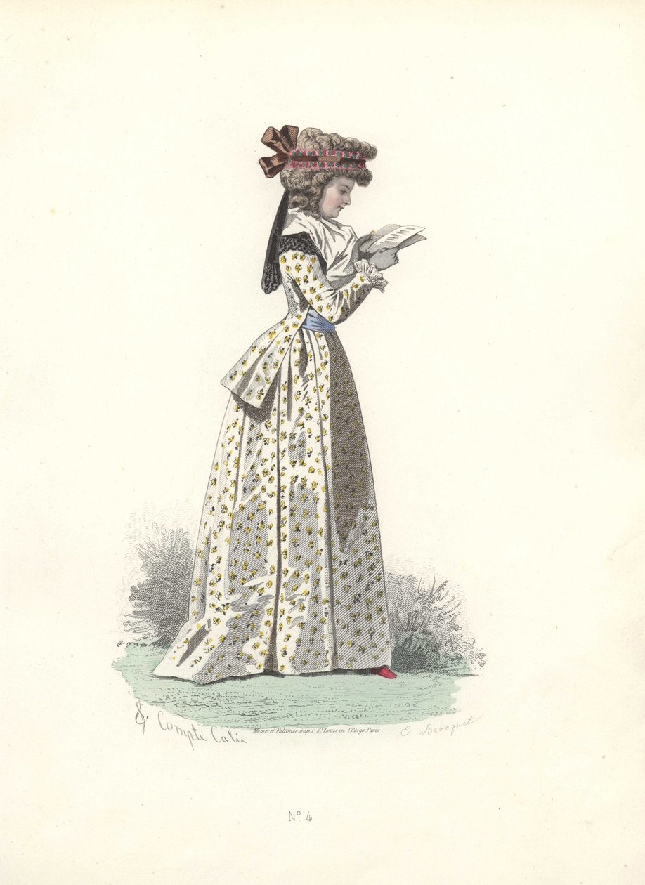 Žena čte knihu, éra Marie Antoinetty. od Francois Claudius Compte Calix