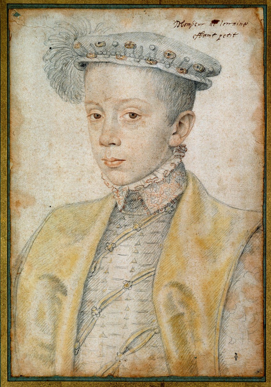 Portrét Karla II. vévody z Lotrinska a Baru (1543-1608). Kreslení krve a černého kamene od Clouet Francois (1515-1572) od François Clouet