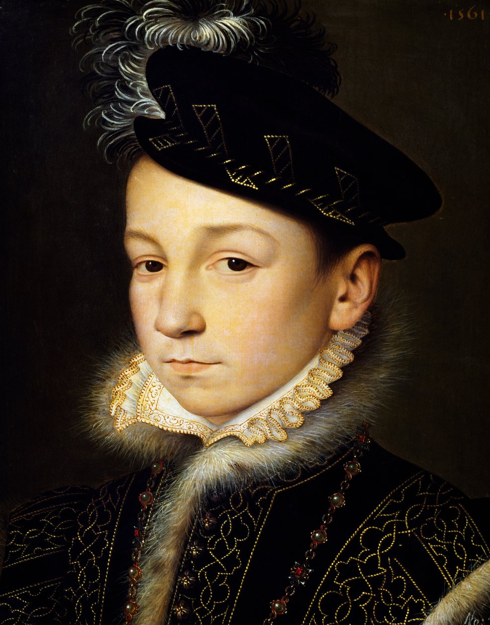 Portrét francouzského krále Karla IX. z Valois od François Clouet