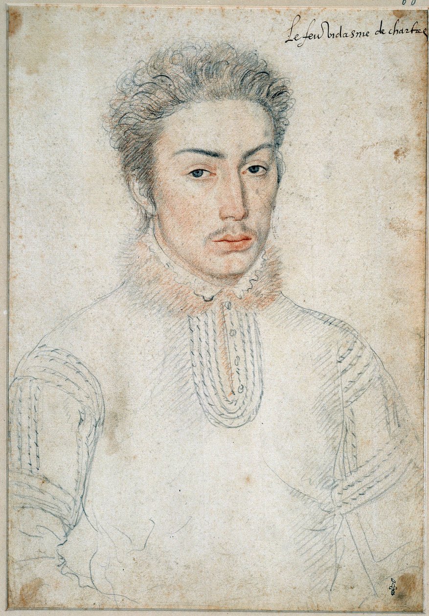 Portrét Francoise de Vendome, vikomta z Chartres (1523 - 1560) Kresba černého kamene a krve od Francoise Cloueta (1515-1572) od François Clouet