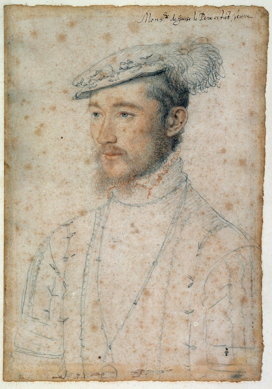 Portrét Françoise de Lorraine, vévody z Guise (1520 - 1563). Kreslení krve a černého kamene od Clouet Francois (1515-1572) od François Clouet