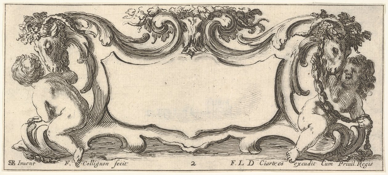 Deska 2: kartuše s dítětem při pohledu zezadu doleva a dítětem při pohledu z ..., ca. 1640-45. od Francois Collignon