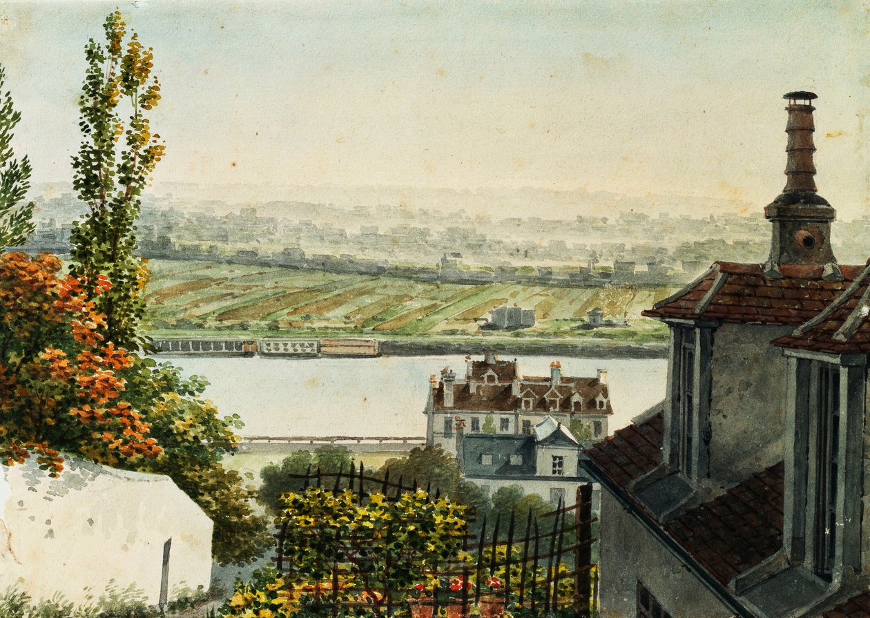 Pohled na řeku Seinu z výšin Saint Cloud, 1791 od Francois Debret