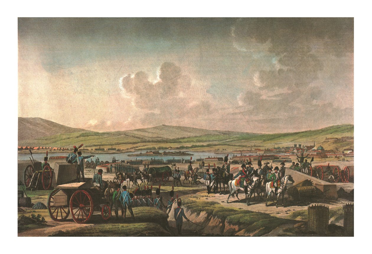 Napoleon na návštěvě obléhacích děl v Gdaňsku pod vedením maršála Lefebvra, 9. května 1807, c1850 od Francois Dequevauviller