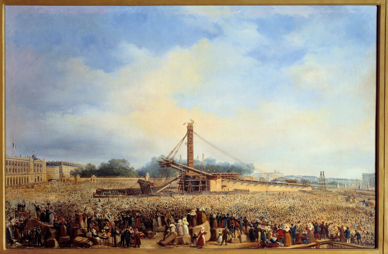 Vztyčení obelisku de Luxor Place de la Concorde v Paříži (25. října od Francois Dubois