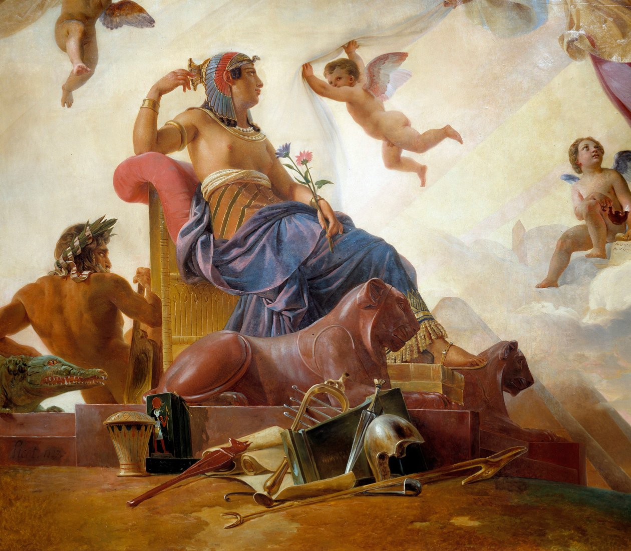 Studie a Genia odhalují starověký Egypt Řecku Detail představující Egypt. Obraz Francoise Edouarda Picota (1786-1868) 19. století od Francois Edouard Picot