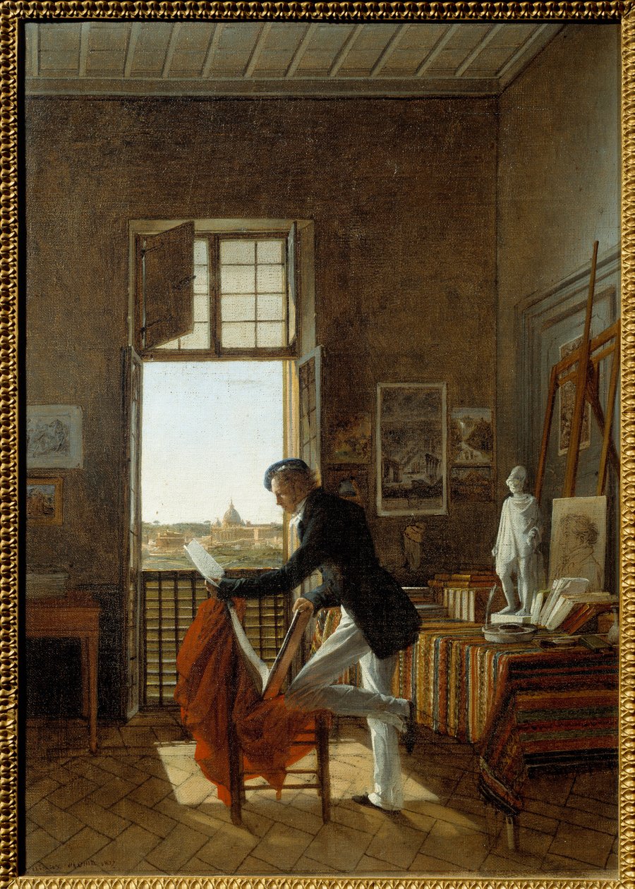 Dílna Francoise Edouarda Picota (1786-1868) ve Villa Medicis. Obraz Jean Alaux Dit Le Romain (1786-1864) od Francois Edouard Picot