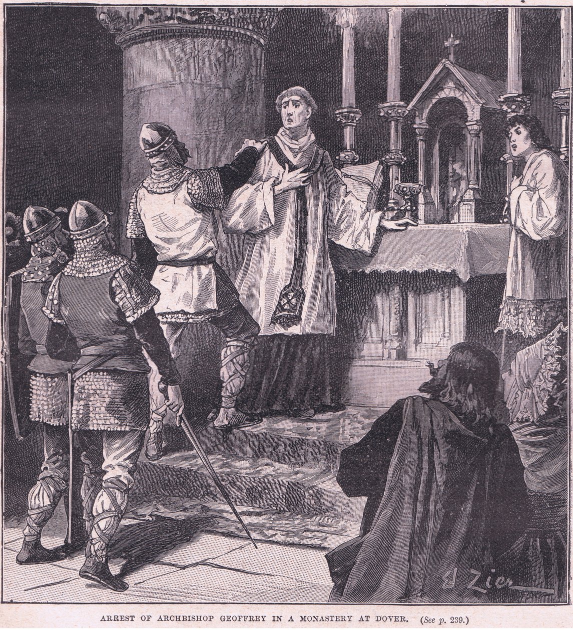 Zatčení arcibiskupa Geoffreyho v klášteře v Doveru AD 1191 od Francois Edouard Zier