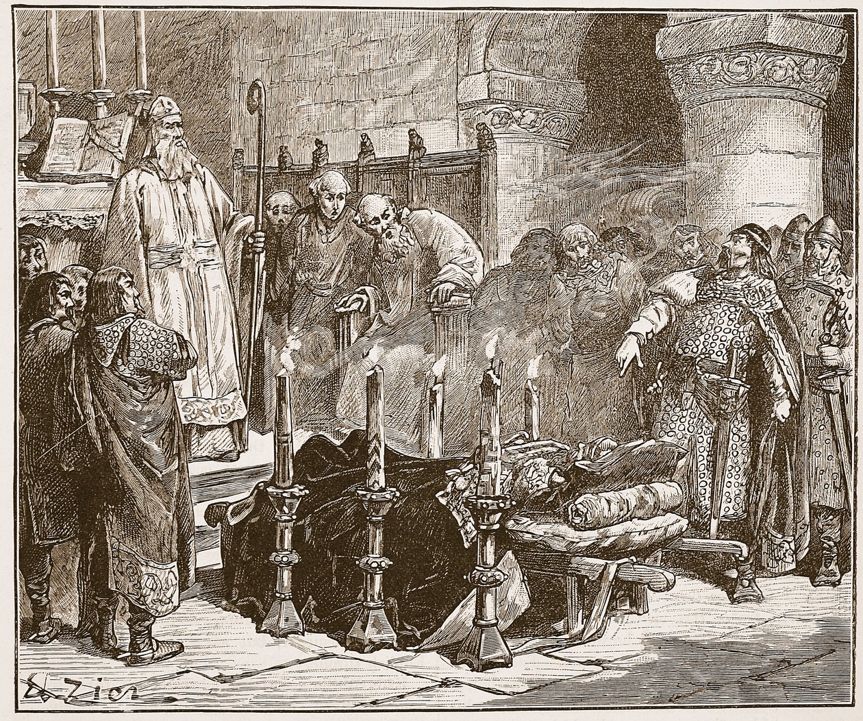 Fitz-Arthur zakazuje pohřbít Williama, ilustrace z knihy "Cassell