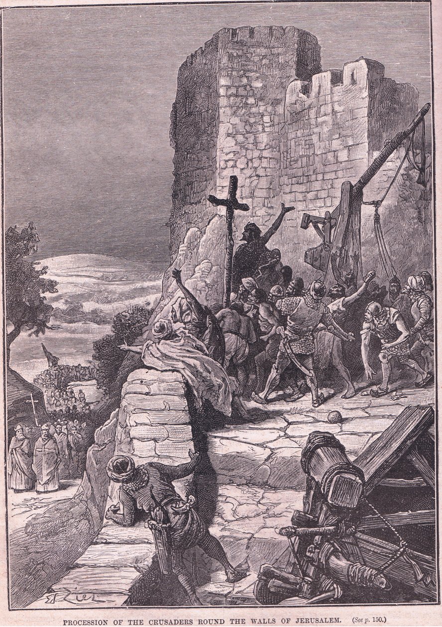 Průvod křižáků kolem hradeb Jeruzaléma 1097 nl od Francois Edouard Zier