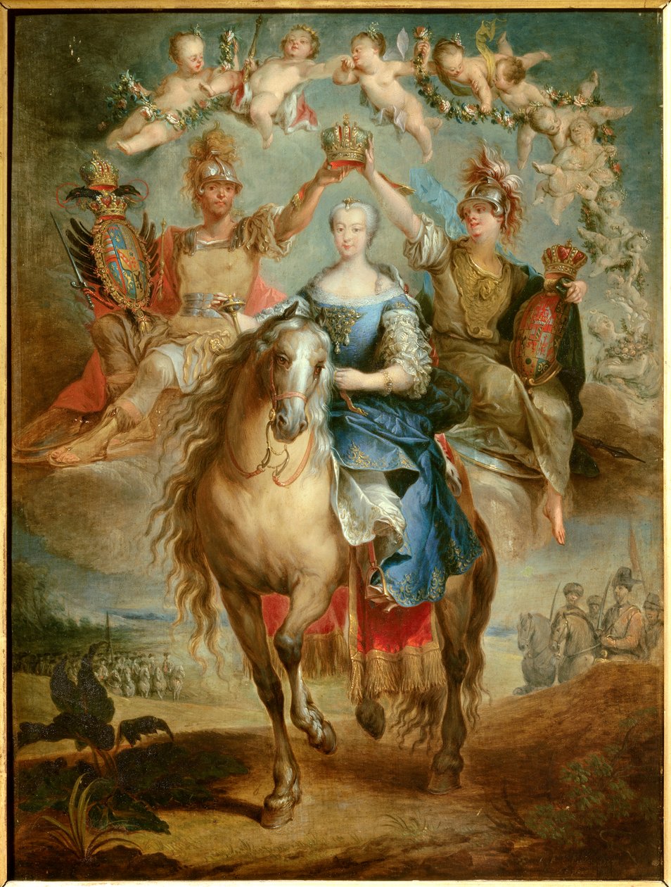 Jezdecký portrét Marie Terezie (Marie-Therese) Rakouské od Habsburského Lotrinska (1717-1780), uherské královny Malba Francoise Eisena (1695-1778) 1757. Nancy, musee historique lorrain - Jezdecký portrét Marie Terezie (Marie-Terezie ) z Rakouska od Francois Eisen