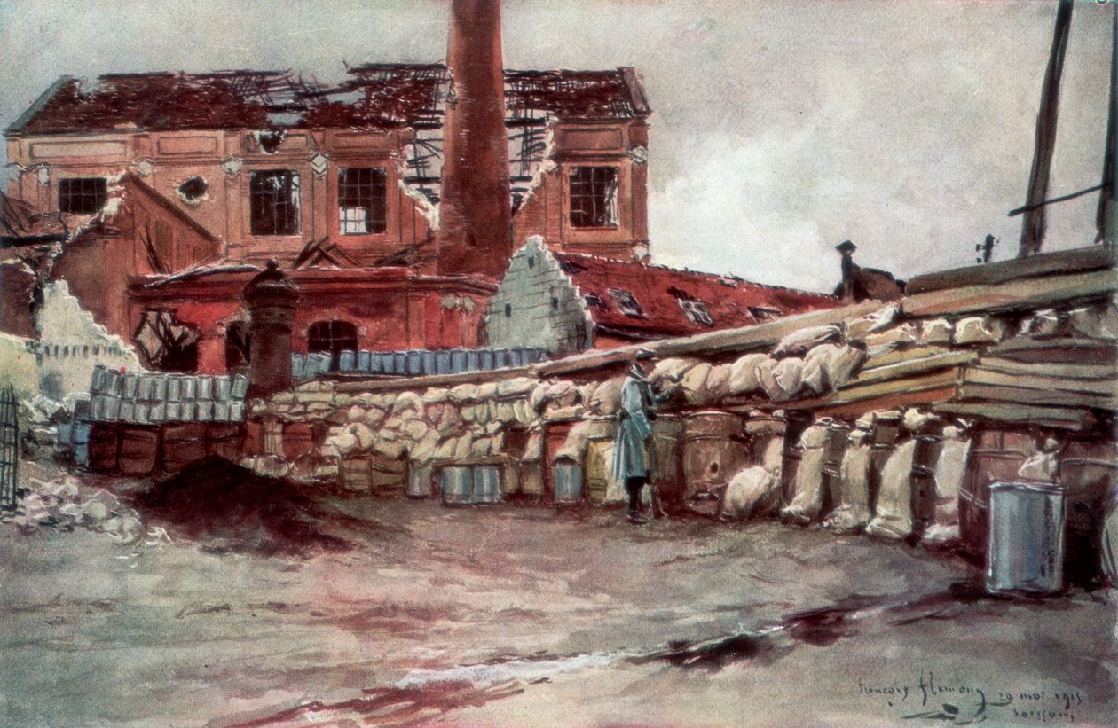 Factory Barricade, Soissons, Francie, 20. května 1915, 1926. od Francois Flameng