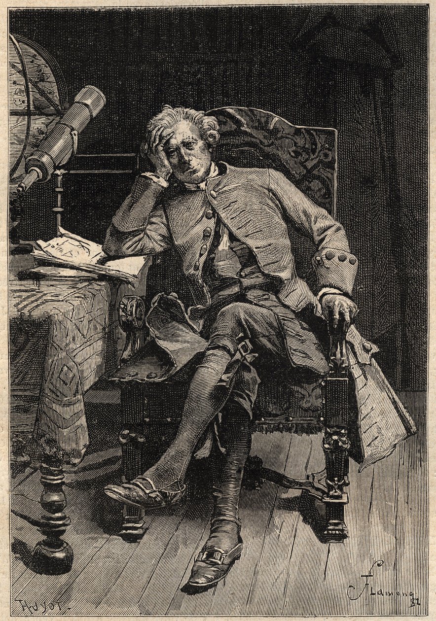 Guy Mannering - ilustrace z 19. století k románu Waltera Scotta „Guy Mannering nebo The Astrologer“ (1771-1832), rytina po Flamengovi od Francois Flameng
