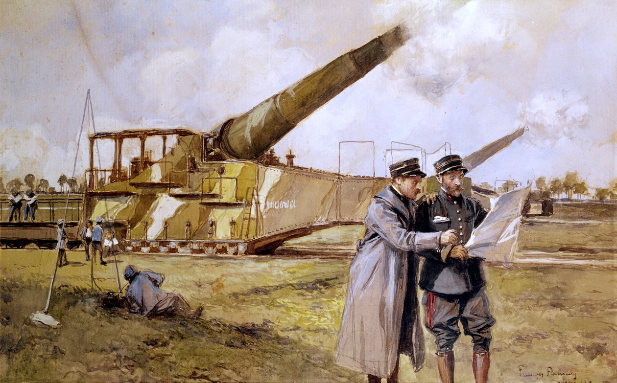 Těžké dělostřelectvo na železnici, říjen 1916 od Francois Flameng