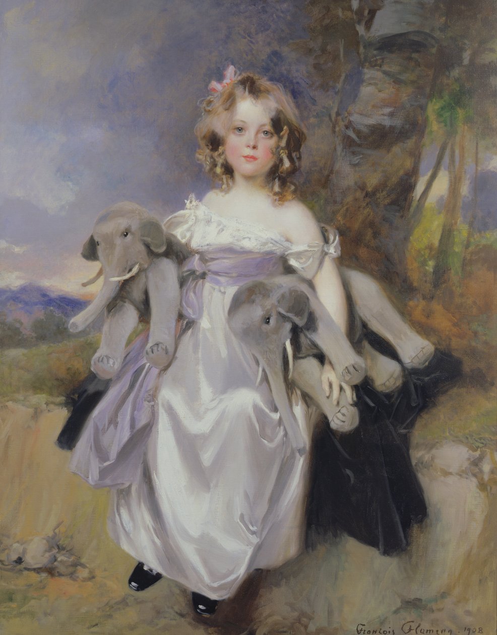 Portrét dívky s hračkami slonů, 1908 od Francois Flameng