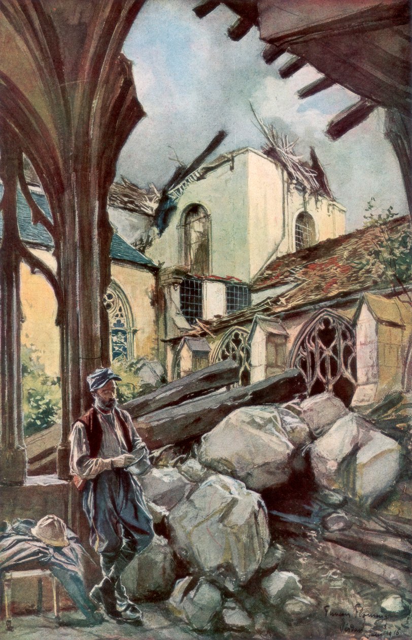 Klášter a katedrála Verdun, Francie, červen 1916, 1926. od Francois Flameng