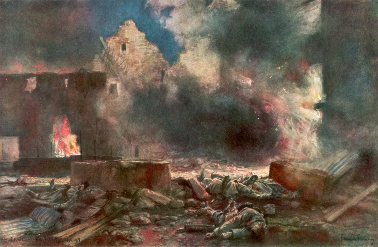 Farma Lessard, mezi Marizy a Neuilly Saint Front, Francie, 18. července 1918, 1926. od Francois Flameng