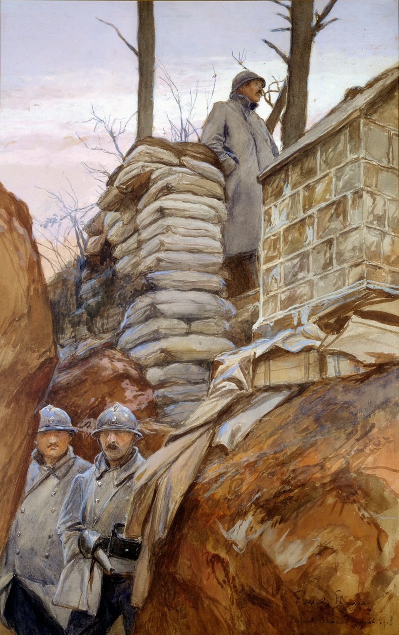 Vyhlídka Mont Renault (duben 1918). Obraz Francoise Flamenga (1856 - 1923) od Francois Flameng